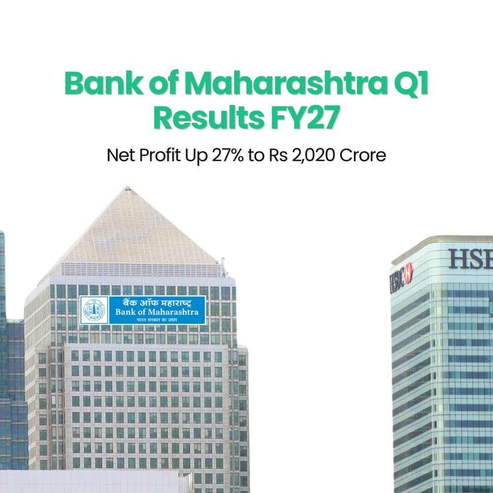 Featured image for Bank of Maharashtra Q1 Results FY27: Net Profit Up 27% to Rs 2,020 Crore
