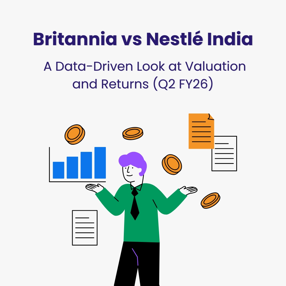 Featured image for Britannia vs Nestlé India: A Data-Driven Look at Valuation and Returns (Q2 FY26)