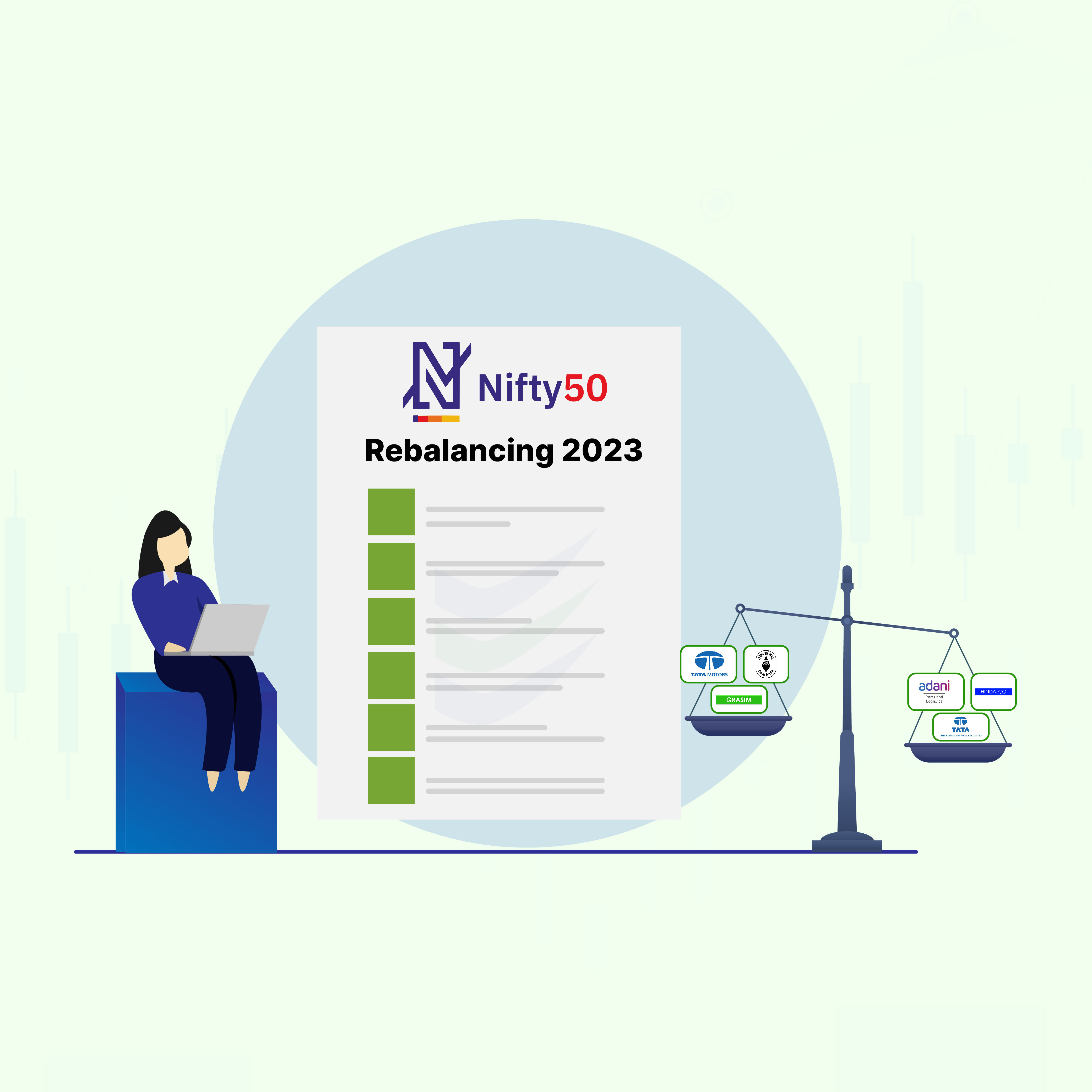 Featured image for Nifty 50 Rebalancing 2023: A Review of Adjustments Made to the NSE Nifty 50 Index